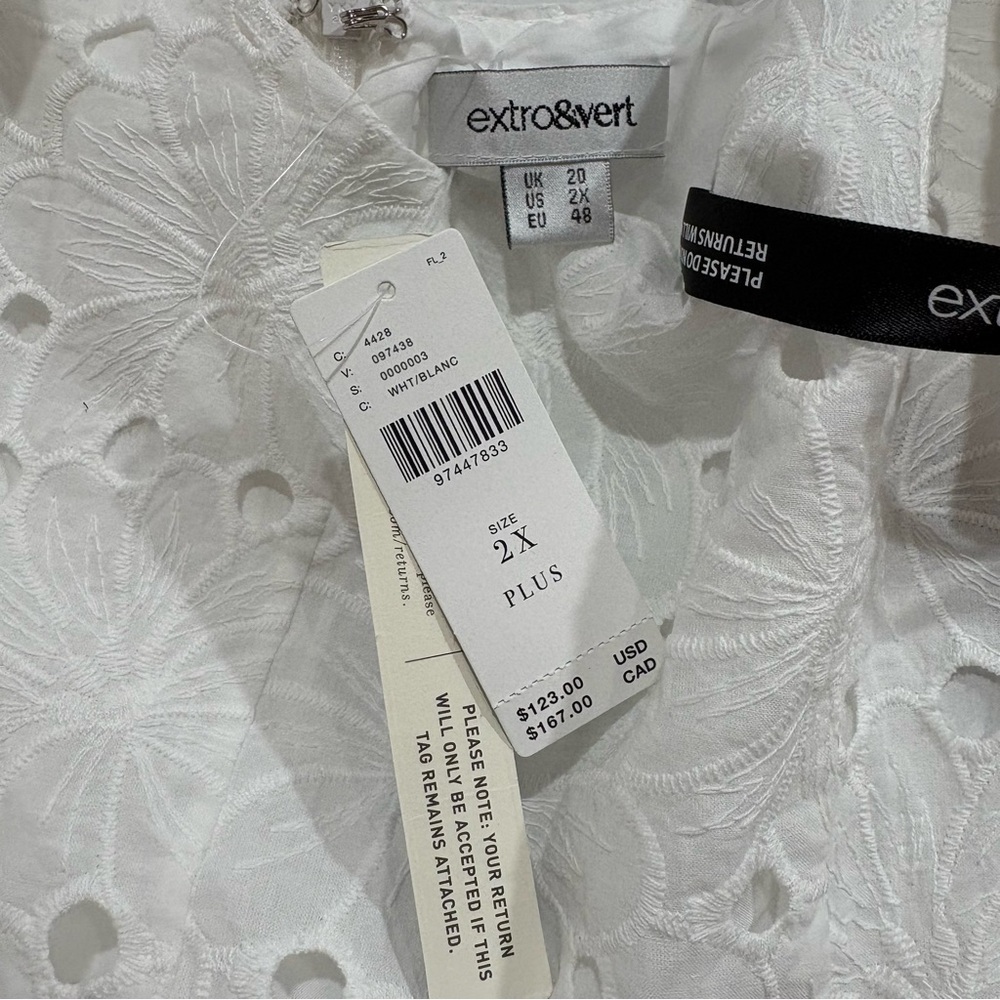 Anthropologie 2X Extro&Vert Ada Flutter-Sleeve Broderie Midi Dress NWT UK 20 3X - Picture 9 of 10